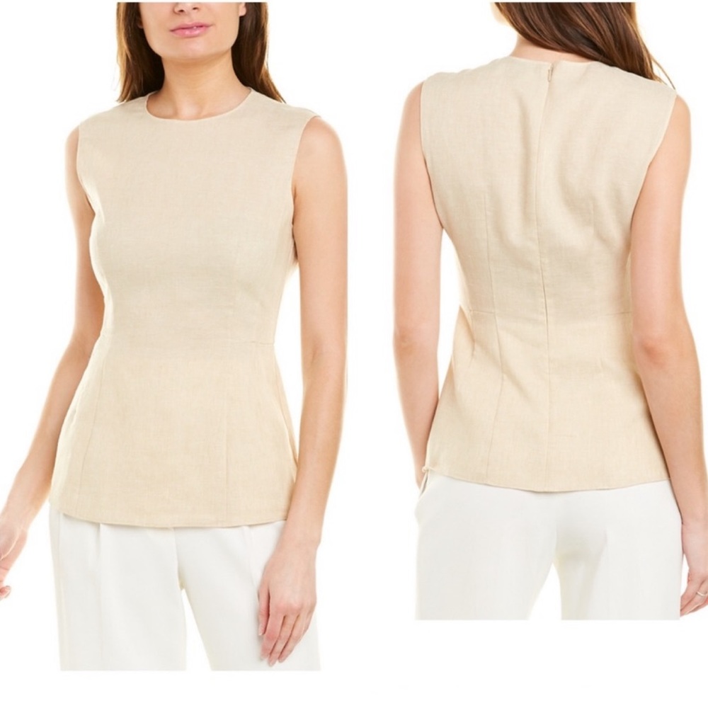 Theory Pure Linen Paneled Sleeveless Top NWT